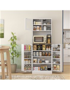 HOMCOM Two-Part Kitchen Storage Cabinet - White 2