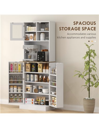 HOMCOM Two-Part Kitchen Storage Cabinet - White