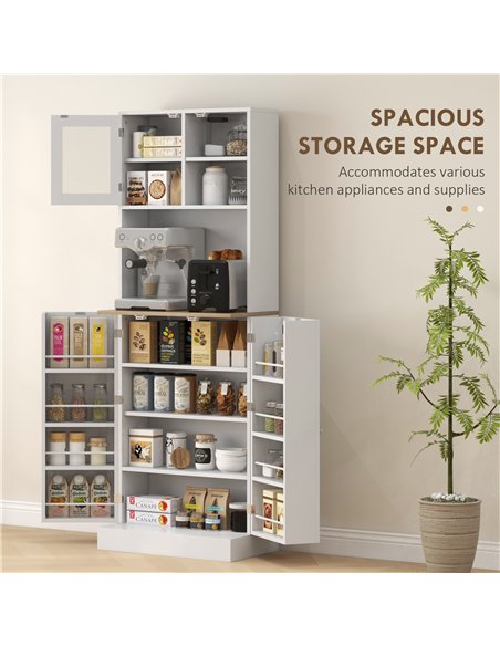HOMCOM Two-Part Kitchen Storage Cabinet - White - pic 171936 | FastDaddyshop