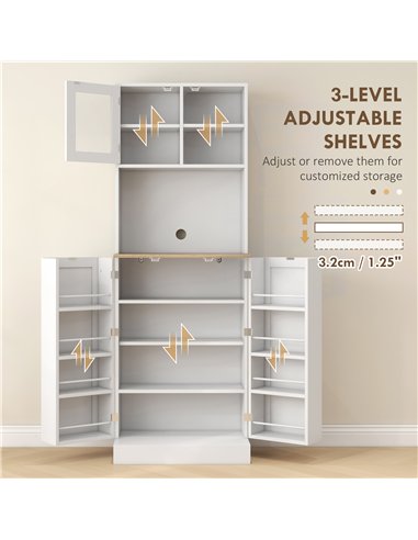 HOMCOM Two-Part Kitchen Storage Cabinet - White