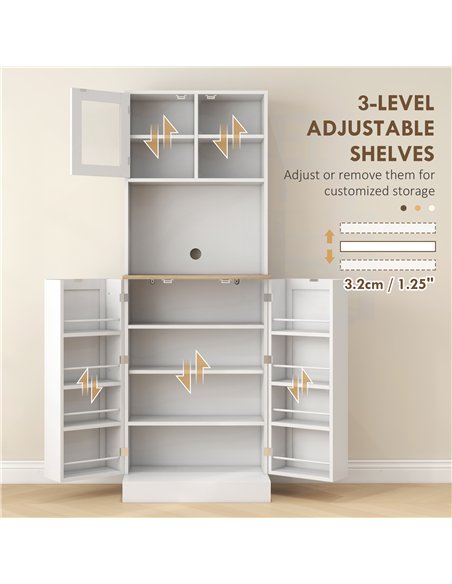 HOMCOM Two-Part Kitchen Storage Cabinet - White - pic 171937 | FastDaddyshop