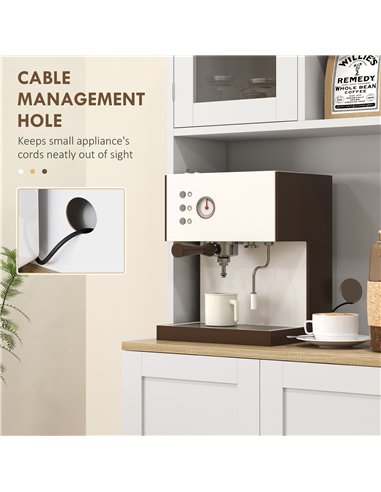 HOMCOM Two-Part Kitchen Storage Cabinet - White