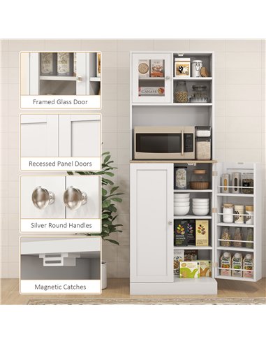 HOMCOM Two-Part Kitchen Storage Cabinet - White