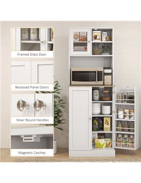 HOMCOM Two-Part Kitchen Storage Cabinet - White - pic 171939 | FastDaddyshop
