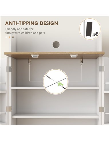 HOMCOM Two-Part Kitchen Storage Cabinet - White