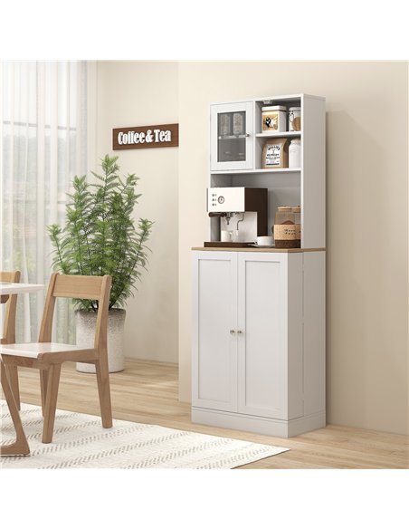 HOMCOM Two-Part Kitchen Storage Cabinet - White - pic 171941 | FastDaddyshop