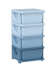 HOMCOM Four-Tier Kids Storage Boxes, with Four Drawers - Blue