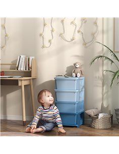 HOMCOM Four-Tier Kids Storage Boxes, with Four Drawers - Blue 2