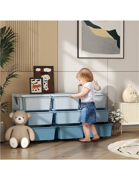 HOMCOM Kids Storage Unit, with Nine Drawers - Blue - pic 171961 | FastDaddyshop