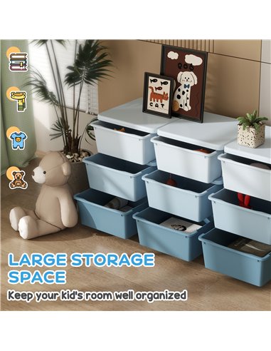 HOMCOM Kids Storage Unit, with Nine Drawers - Blue