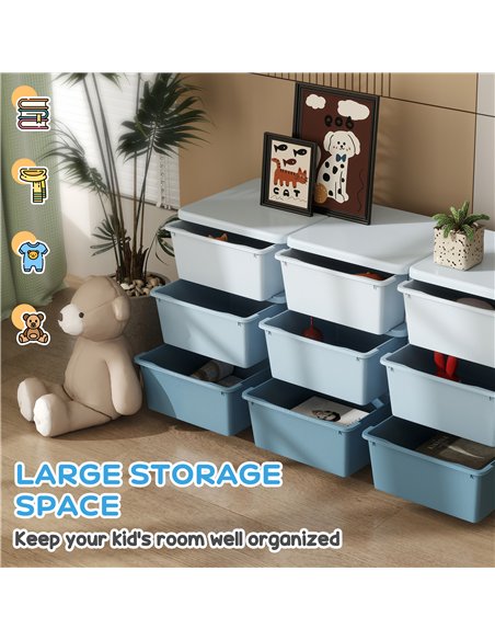 HOMCOM Kids Storage Unit, with Nine Drawers - Blue - pic 171963 | FastDaddyshop