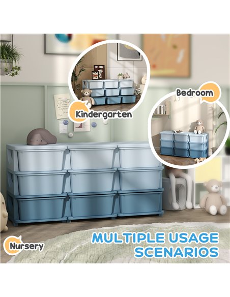 HOMCOM Kids Storage Unit, with Nine Drawers - Blue - pic 171964 | FastDaddyshop