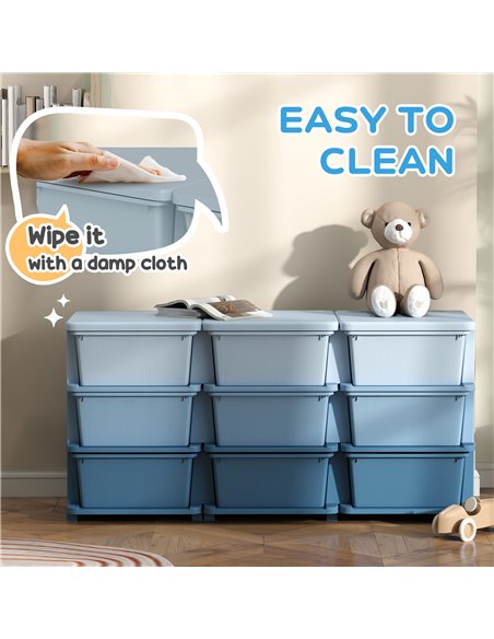 HOMCOM Kids Storage Unit, with Nine Drawers - Blue - pic 171965 | FastDaddyshop