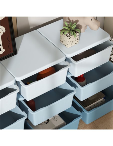 HOMCOM Kids Storage Unit, with Nine Drawers - Blue - pic 171967 | FastDaddyshop