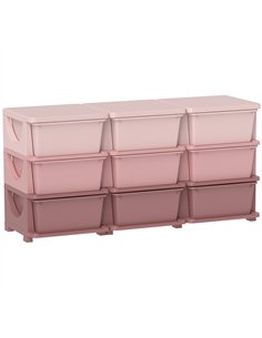 HOMCOM Kids Storage Unit, with Nine Drawers - Pink