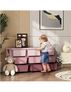 HOMCOM Kids Storage Unit, with Nine Drawers - Pink 2