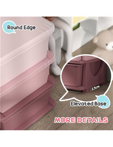 HOMCOM Kids Storage Unit, with Nine Drawers - Pink