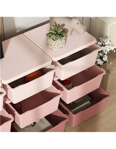 HOMCOM Kids Storage Unit, with Nine Drawers - Pink