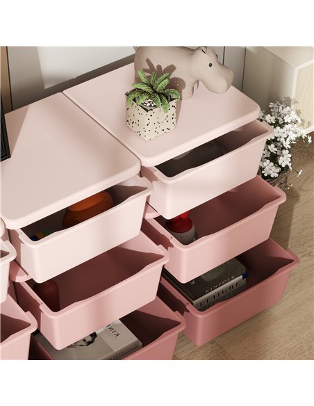 HOMCOM Kids Storage Unit, with Nine Drawers - Pink - pic 171976 | FastDaddyshop