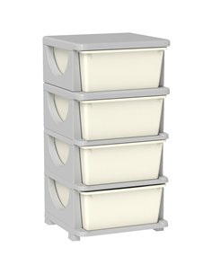 HOMCOM Four-Tier Kids Storage Boxes, with Four Drawers - White