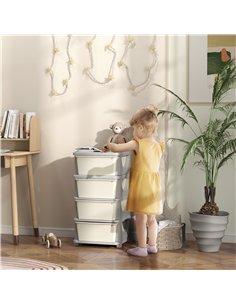 HOMCOM Four-Tier Kids Storage Boxes, with Four Drawers - White 2