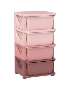 HOMCOM Four-Tier Kids Storage Boxes, with Four Drawers, Pink