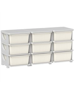 HOMCOM Kids Storage Unit, with Nine Drawers - Cream