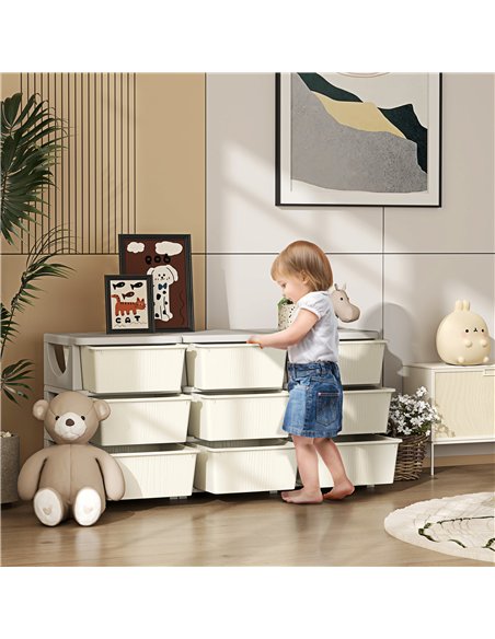 HOMCOM Kids Storage Unit, with Nine Drawers - Cream - pic 171997 | FastDaddyshop