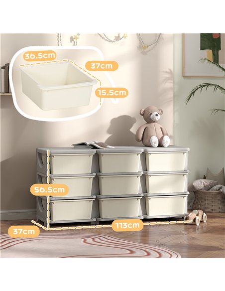 HOMCOM Kids Storage Unit, with Nine Drawers - Cream - pic 171998 | FastDaddyshop