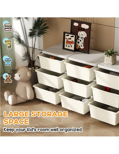 HOMCOM Kids Storage Unit, with Nine Drawers - Cream