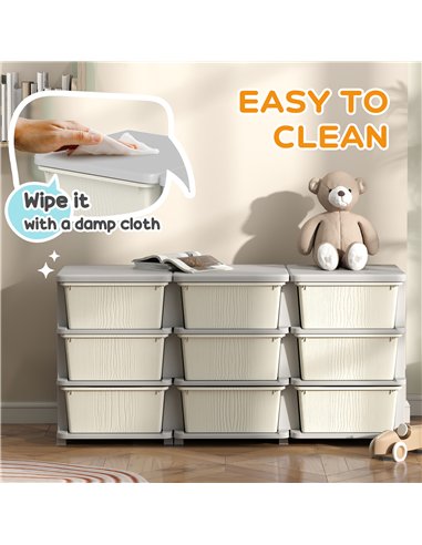 HOMCOM Kids Storage Unit, with Nine Drawers - Cream
