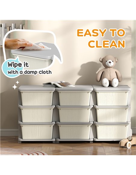 HOMCOM Kids Storage Unit, with Nine Drawers - Cream - pic 172001 | FastDaddyshop