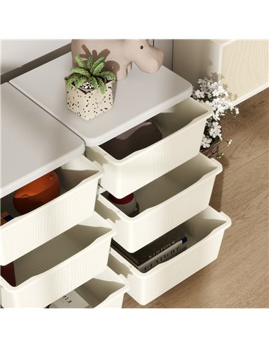 HOMCOM Kids Storage Unit, with Nine Drawers - Cream