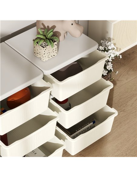 HOMCOM Kids Storage Unit, with Nine Drawers - Cream - pic 172003 | FastDaddyshop