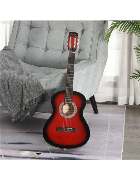 HOMCOM 36" 3/4 Beginner Acoustic Guitar Set, with Protective Case, Red - pic 172006 | FastDaddyshop