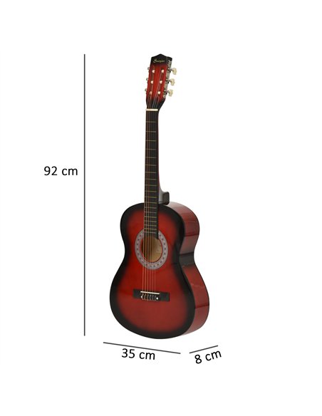 HOMCOM 36" 3/4 Beginner Acoustic Guitar Set, with Protective Case, Red - pic 172007 | FastDaddyshop