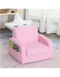 Homcom Kids Two-In-One Armchair and Lounger, Pink 2