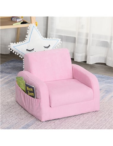 Homcom Kids Two-In-One Armchair and Lounger, Pink