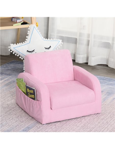 Homcom Kids Two-In-One Armchair and Lounger, Pink - pic 17201 | FastDaddyshop