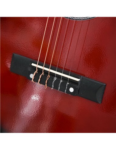 HOMCOM 36" 3/4 Beginner Acoustic Guitar Set, with Protective Case, Red