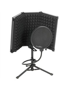 HOMCOM Studio Microphone Isolation Shield with Pop Filter and Tripod Stand, Foldable Adjustable Recording Studio Equipment, 3-Pa