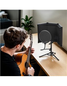 HOMCOM Studio Microphone Isolation Shield with Pop Filter and Tripod Stand, Foldable Adjustable Recording Studio Equipment, 3-Pa 2