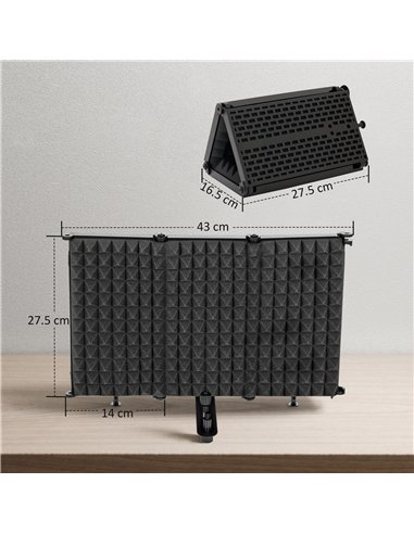 HOMCOM Studio Microphone Isolation Shield, Foldable Adjustable Recording Studio Equipment, 3-Panel High Density Absorbent Foam S