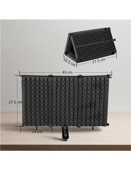 HOMCOM Studio Microphone Isolation Shield, Foldable Adjustable Recording Studio Equipment, 3-Panel High Density Absorbent Foam S - pic 172025 | FastDaddyshop