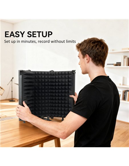 HOMCOM Studio Microphone Isolation Shield, Foldable Adjustable Recording Studio Equipment, 3-Panel High Density Absorbent Foam S - pic 172029 | FastDaddyshop
