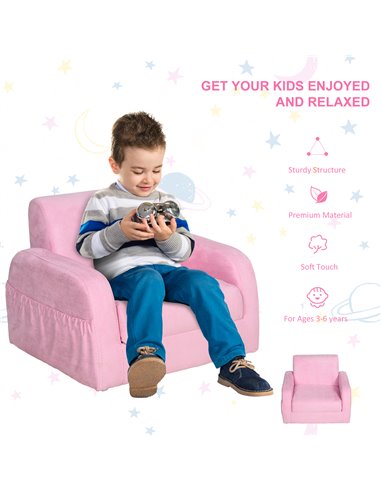 Homcom Kids Two-In-One Armchair and Lounger, Pink