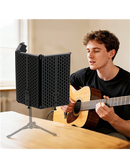 HOMCOM Studio Microphone Isolation Shield, Foldable Adjustable Recording Studio Equipment, 3-Panel High Density Absorbent Foam S - pic 172030 | FastDaddyshop