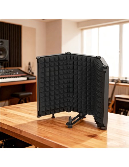 HOMCOM Studio Microphone Isolation Shield, Foldable Adjustable Recording Studio Equipment, 3-Panel High Density Absorbent Foam S - pic 172031 | FastDaddyshop