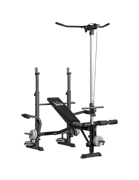 HOMCOM Adjustable Weight Bench with Pulley System, Incline Bench Press Set with Squat Rack, Leg Developer, Butterfly and Weight  - pic 172032 | FastDaddyshop