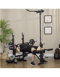HOMCOM Adjustable Weight Bench with Pulley System, Incline Bench Press Set with Squat Rack, Leg Developer, Butterfly and Weight  2